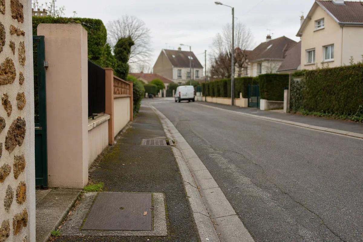 Vue d’une rue pavillonnaire briarde typique de Seine-et-Marne